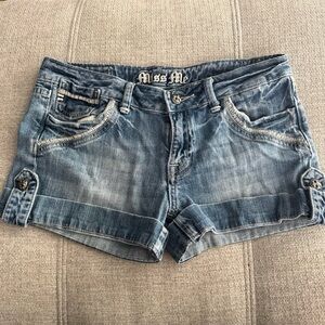 Miss Me Distressed Blue Jean Shorts